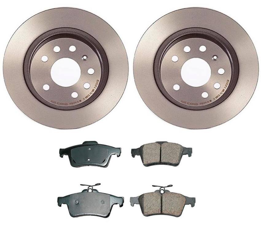 SAAB Disc Brake Pad and Rotor Kit - Rear (278mm) (Ceramic) (EURO) 99900003 - Akebono Euro Ultra-Premium 4118903KIT